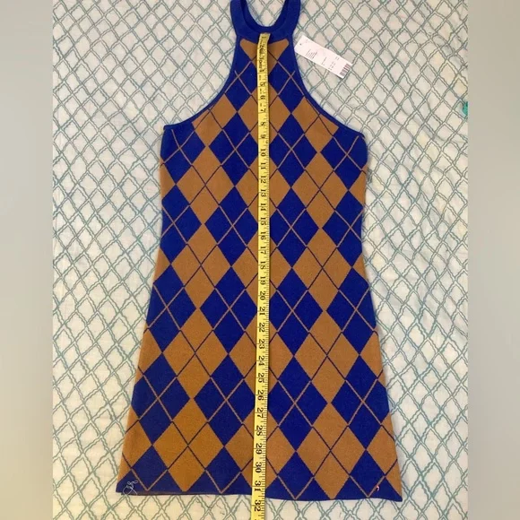 Lost in the 🔥 NWT Urban Outfitters Charlie Argyle Knit Mini Dress - Picture 3 of 4